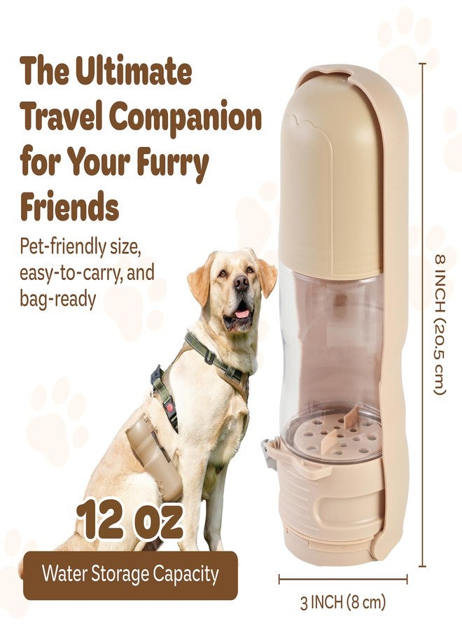 desired tools Portable Pet Food and Water Dispenser, 2 in 1 Cat & Small Dog Water Bottle & Food Container, Lightweight, BPA Free Pet Water Bottle Traveling Essentials for Walking & Hiking (Khaki, 13oz) - Image 2